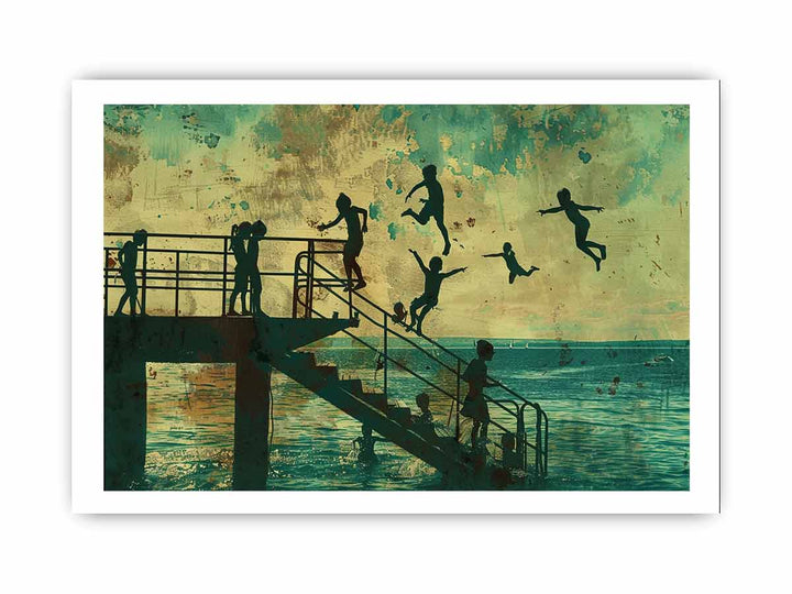 Kids Dive Painting framed Print