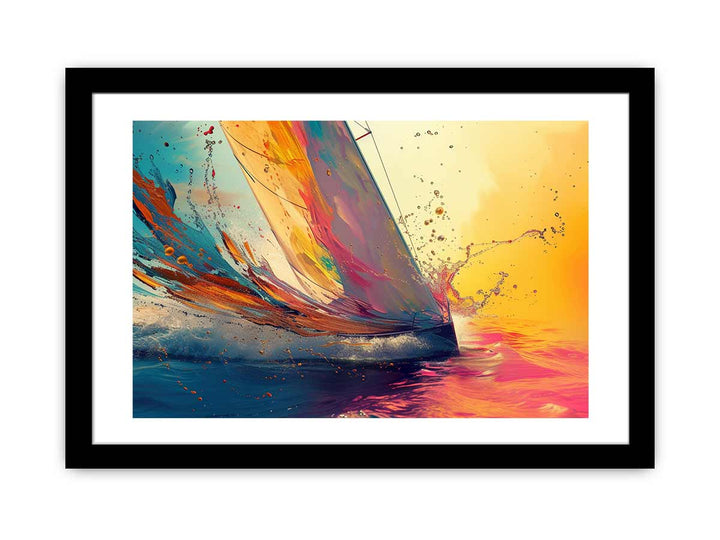 Sailboat Splash Art framed Print