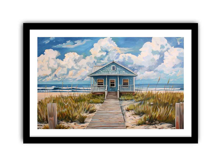 Beach House  Art framed Print