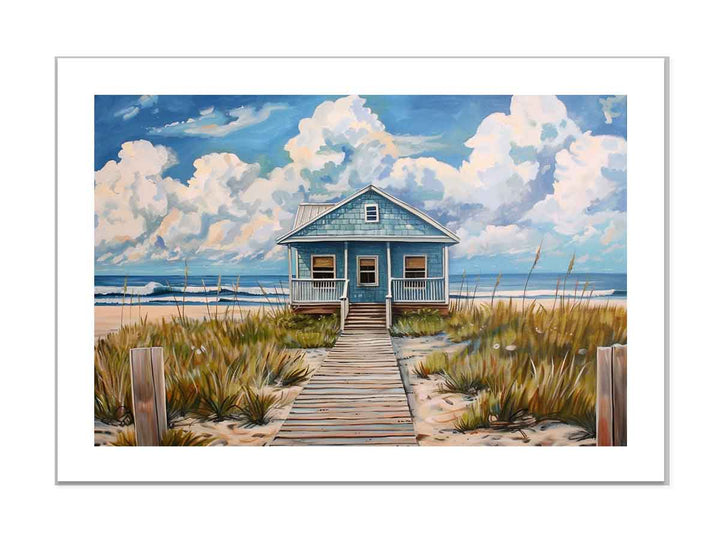 Beach House  Art framed Print