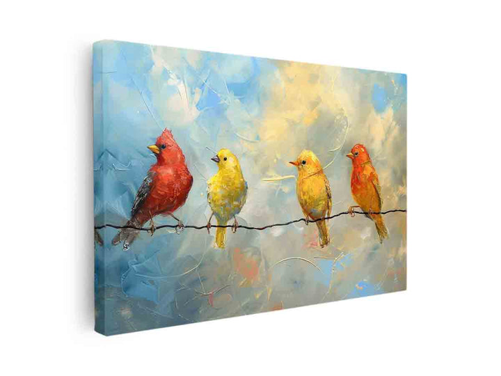 Birds painting on wire canvas Print