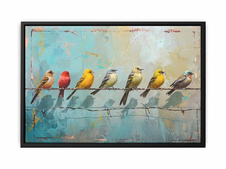 Birds on wire canvas Print