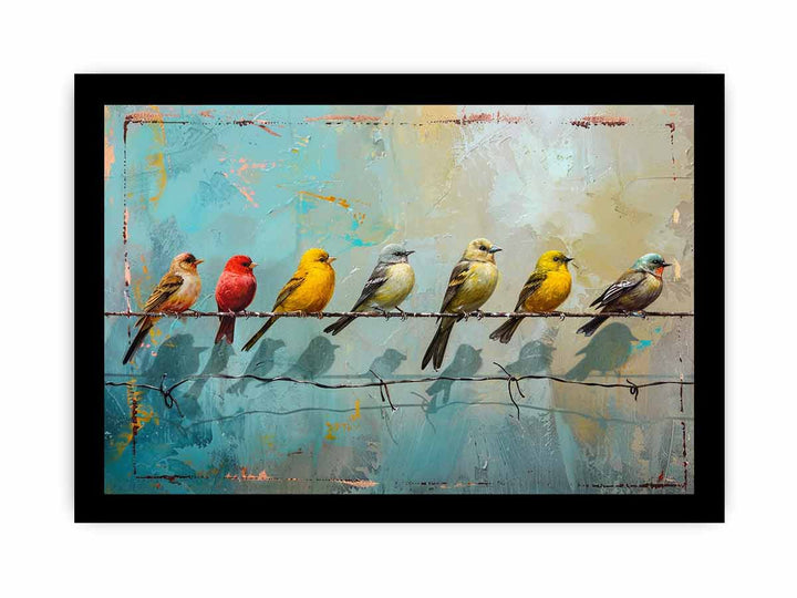 Birds on wire framed Print