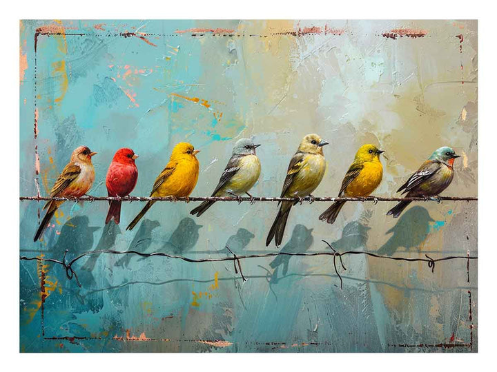 Birds on wire Art Print