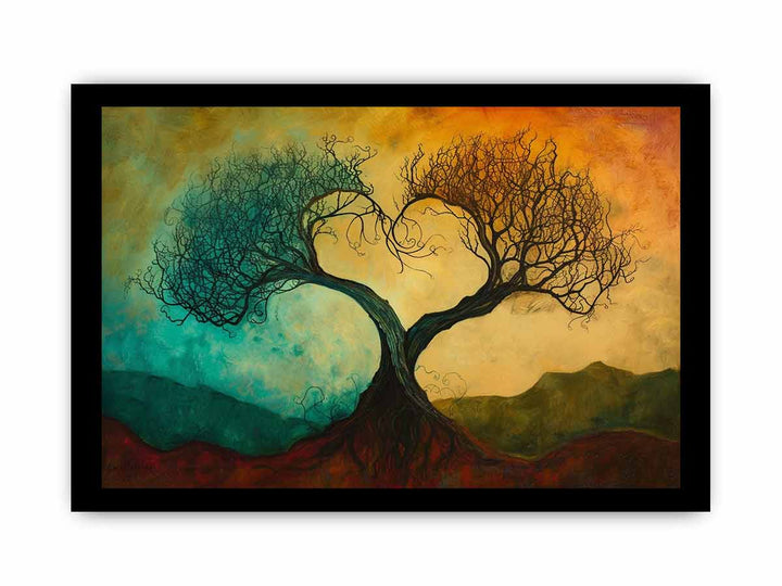 Twisting Love Trees framed Print
