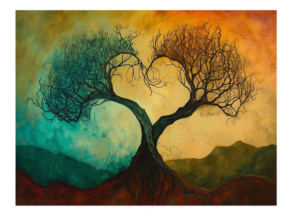 Twisting Love Trees Art Print