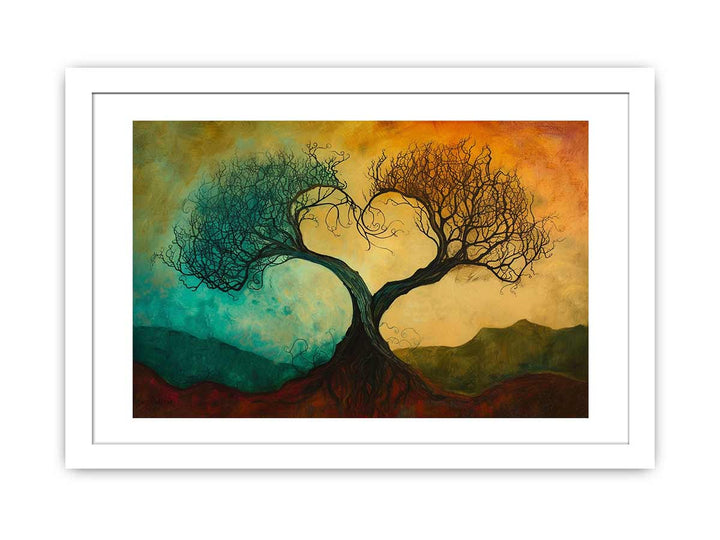 Twisting Love Trees framed Print