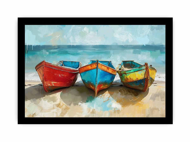 Colorful Boats Art framed Print