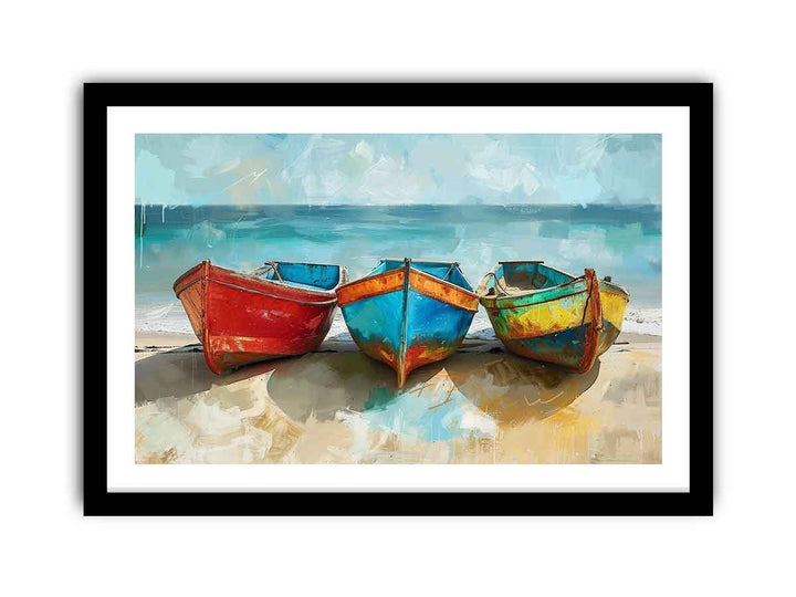 Colorful Boats Art framed Print