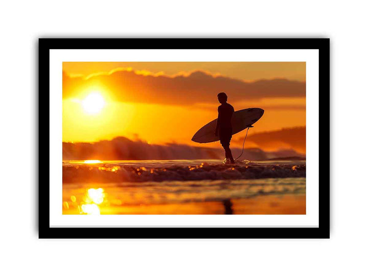 Surfer in the Sun Art framed Print