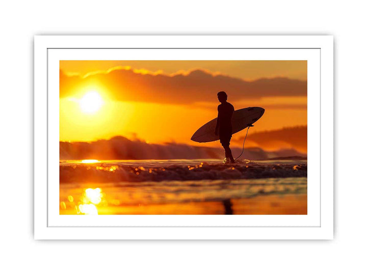 Surfer in the Sun Art framed Print