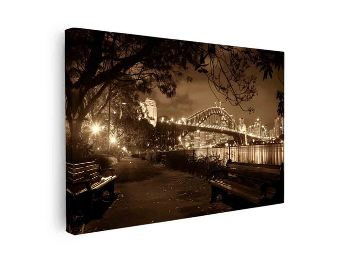Story Bridge at Night Sepia canvas Print