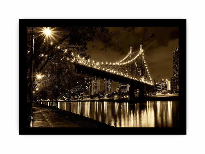 Story Bridge at Night Art framed Print