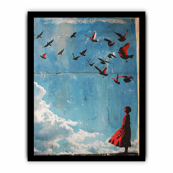 Birds in Sky framed Print