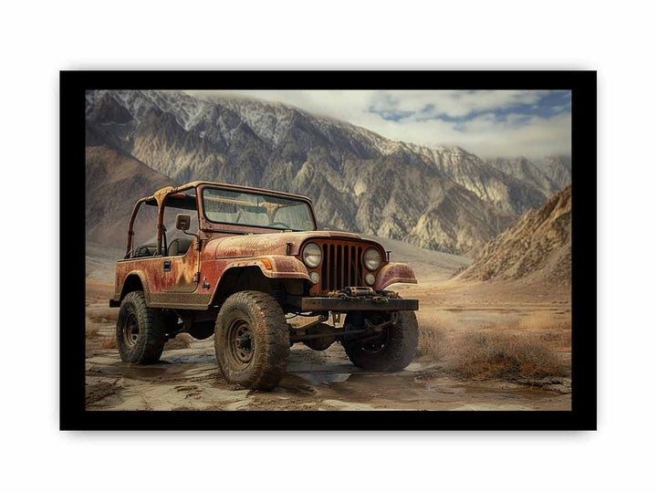 Vinatge Jeep  Painting framed Print