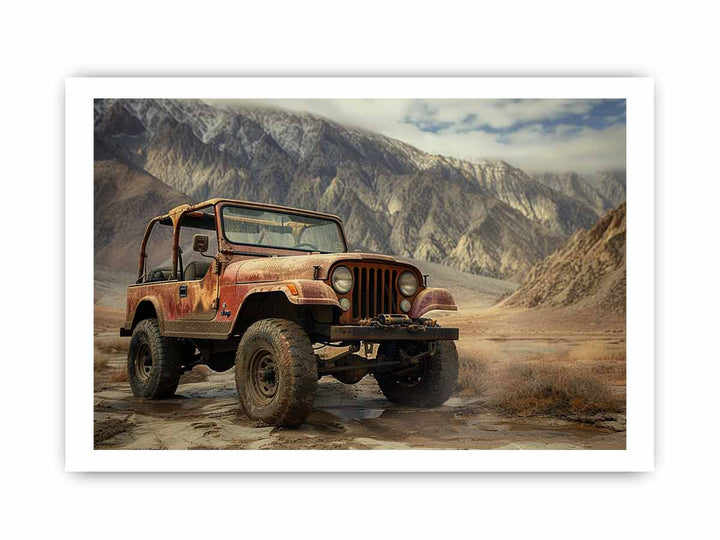 Vinatge Jeep  Painting framed Print