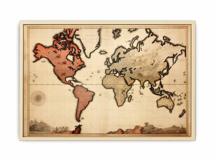 Vintage  World Map 3 Framed Print