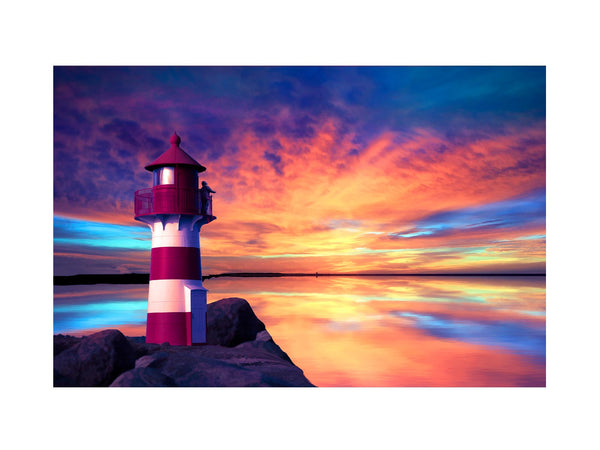 Red And White Lighthouse Painting