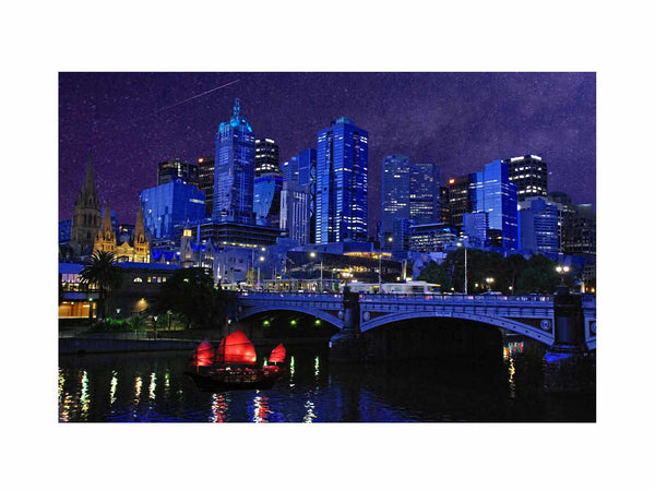 Melbourne Night Veiw  Painting