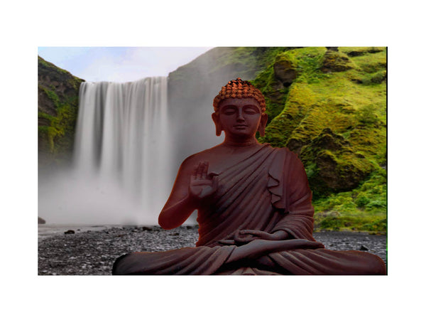 Buddha Meditation Pose Waterfall Painting