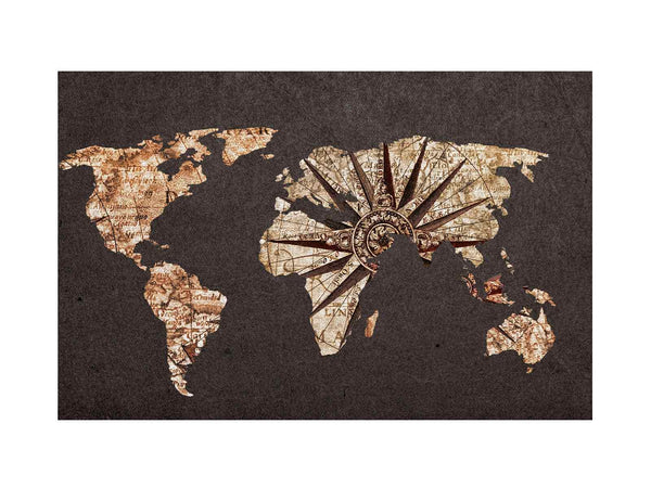 Worldmap Brown Painting