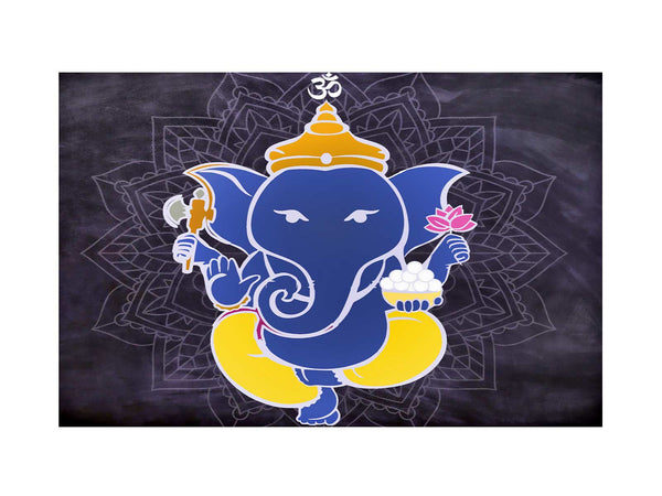 Yellow Blue Ganesha Painting