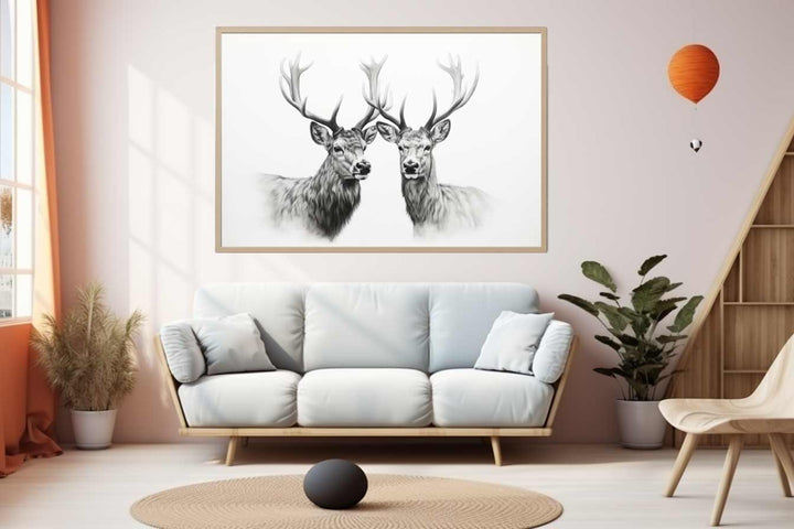 Black And White Deer Art Print