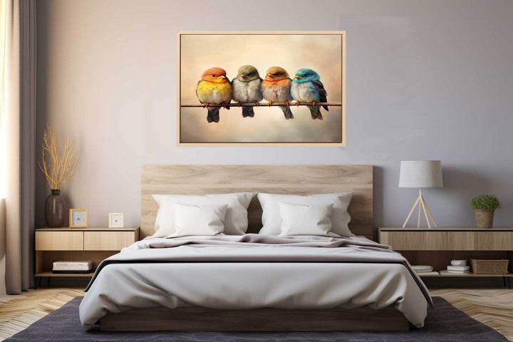 Baby Birds On Wire  Art Print