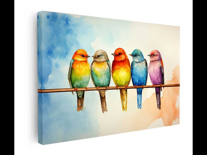 Birds On Wire   canvas Print