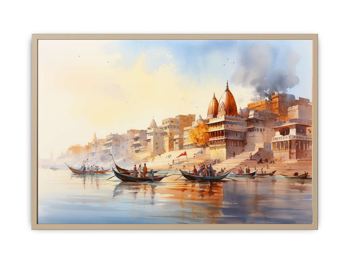 Varanasi Ganga Vintage Painting framed Print
