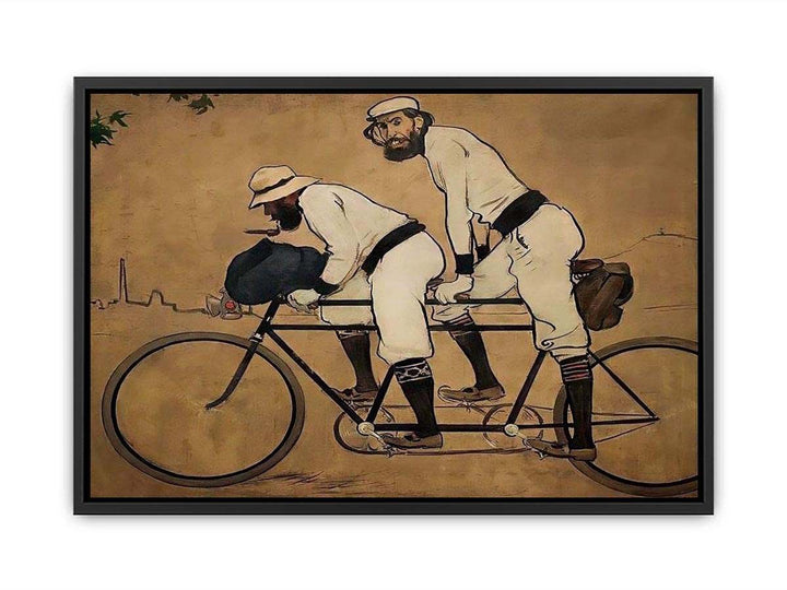 Self Portrait of Casas with Pere Romeu on a Tandem Canvas Print