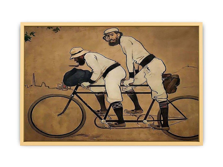 Self Portrait of Casas with Pere Romeu on a Tandem Streched canvas