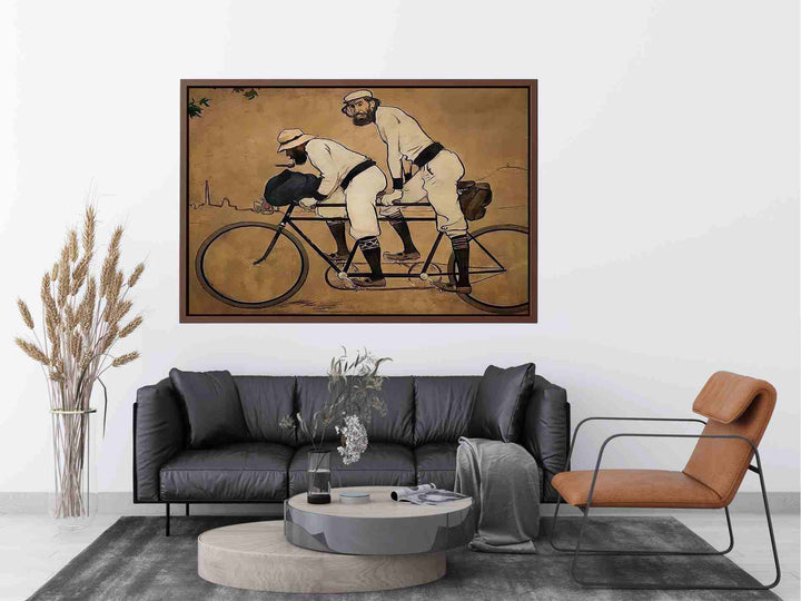 Self Portrait of Casas with Pere Romeu on a Tandem Painting