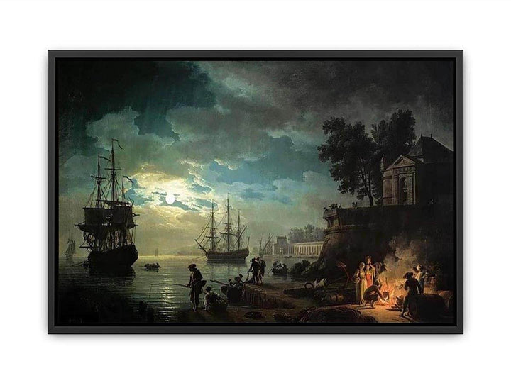Night A Port in the Moonlight Canvas Print