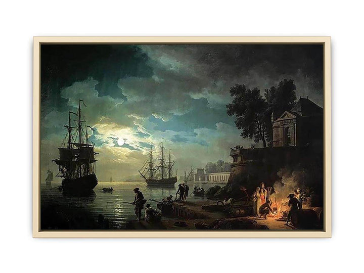 Night A Port in the Moonlight  Art Print