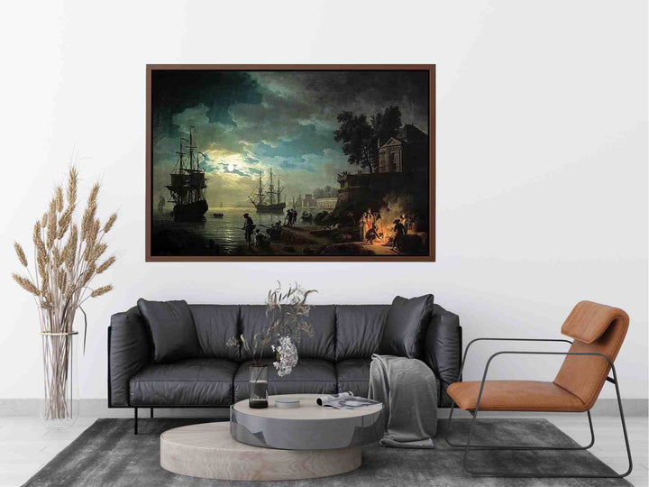 Night A Port in the Moonlight Painting