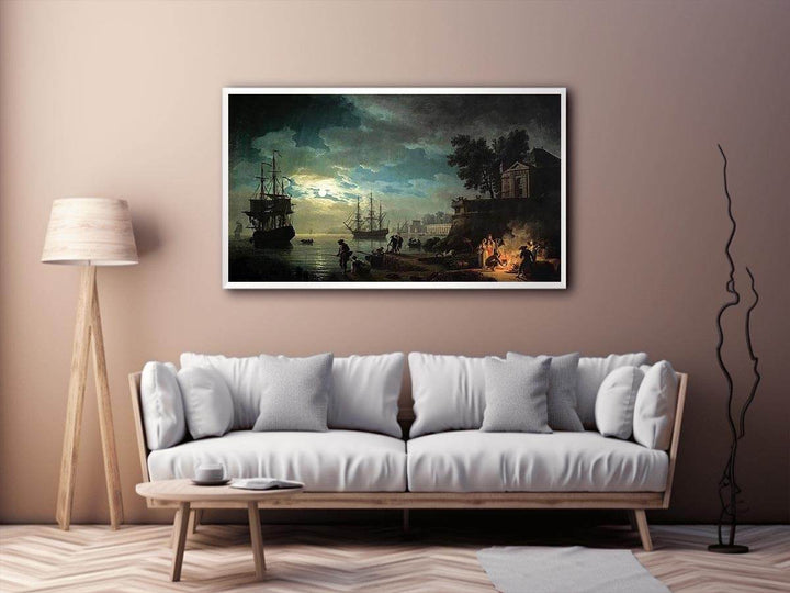 Night A Port in the Moonlight  Painting