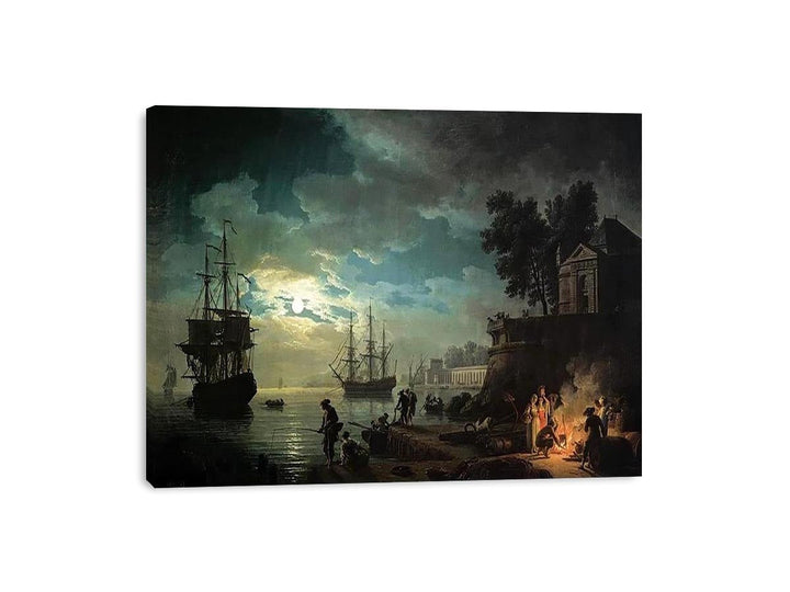 Night A Port in the Moonlight  Painting