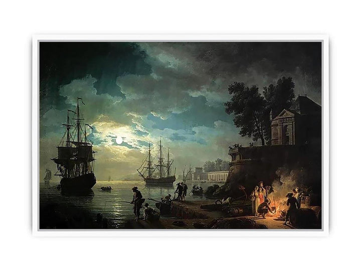 Night A Port in the Moonlight Framed Print