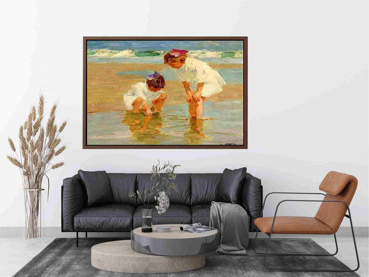 Girls Playing in Surf Painting