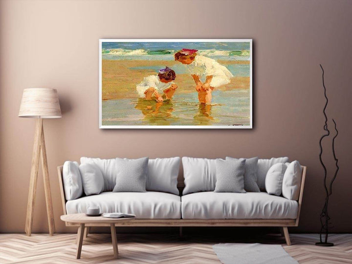 Girls Playing in Surf  Painting