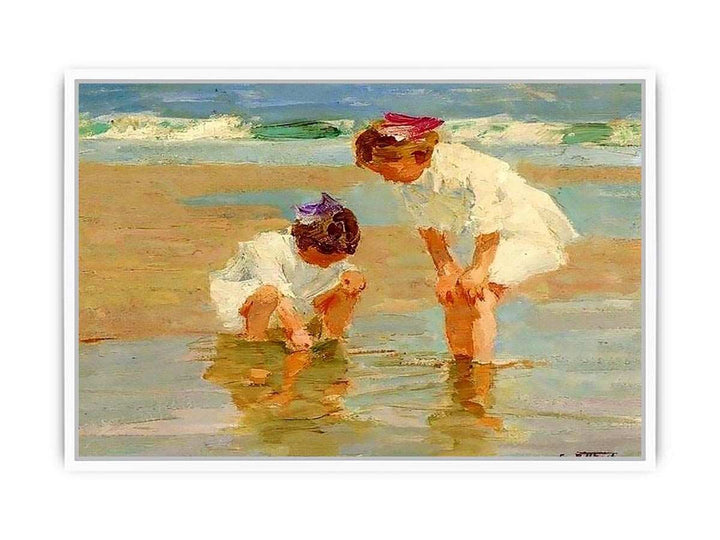 Girls Playing in Surf Framed Print