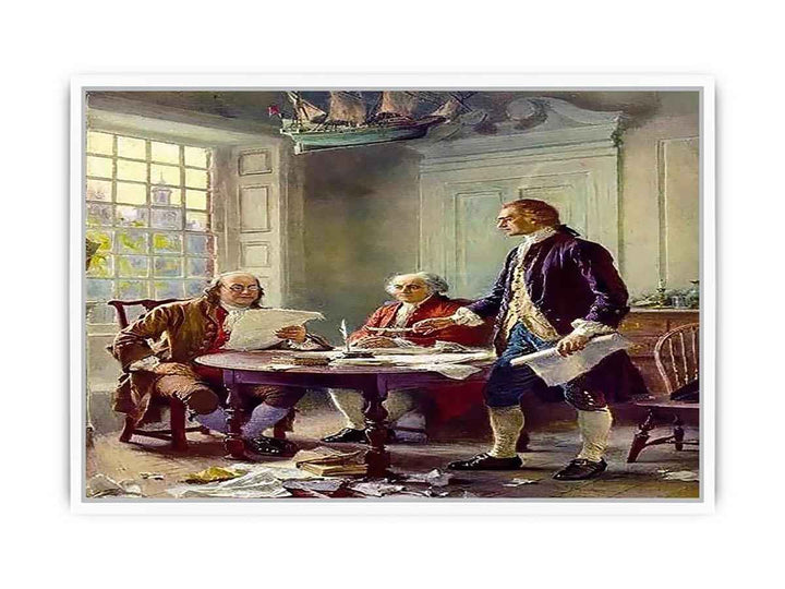 Writing the Declaration of Independence in 1776 Framed Print