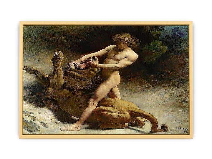 Samson's youth by Léon Bonnat Streched canvas