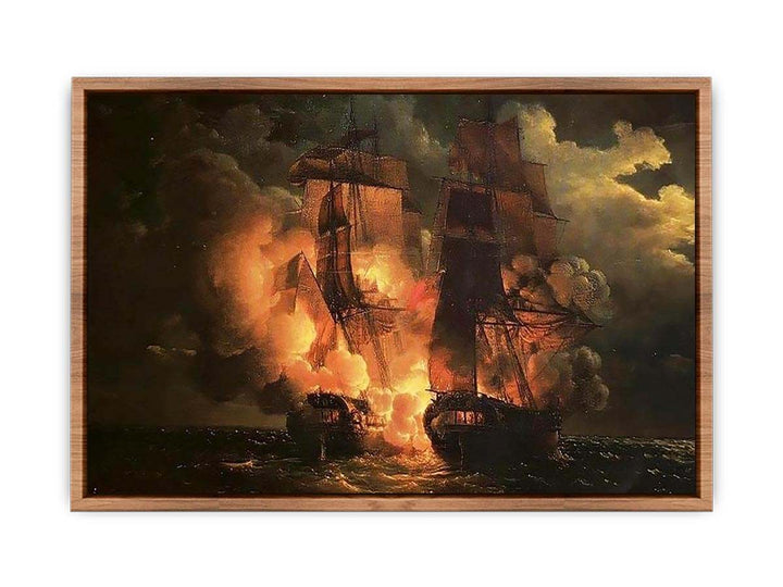 Battle Between the French Frigate Arethuse and the English Frigate Amelia  Poster