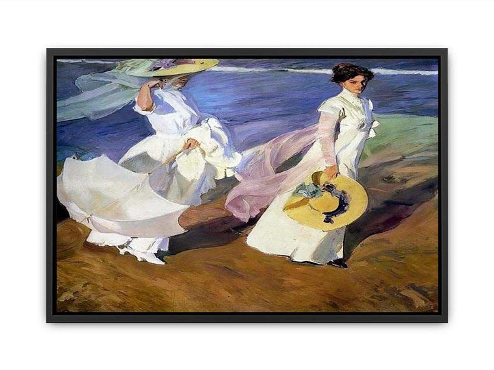 Strolling along the Seashore Canvas Print