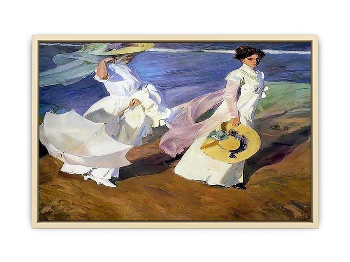 Strolling along the Seashore  Art Print