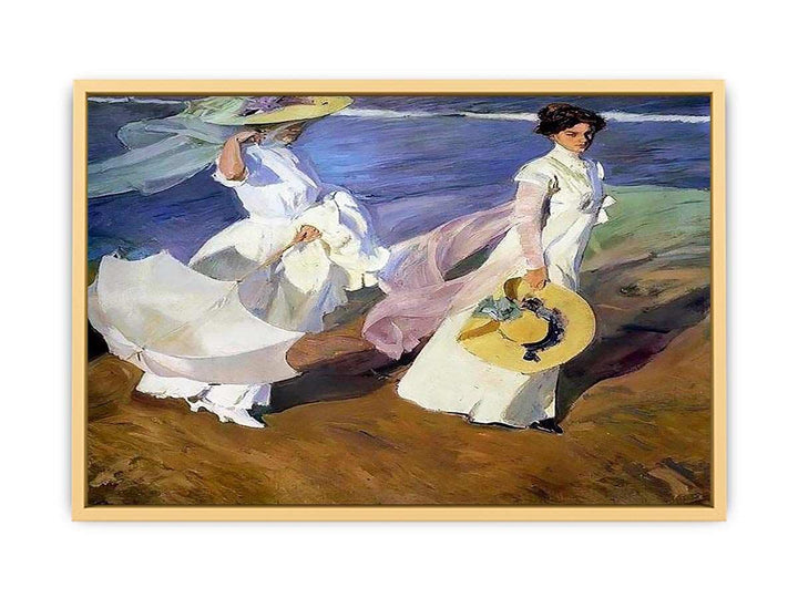 Strolling along the Seashore Streched canvas