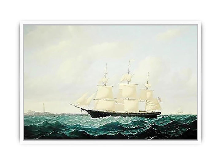 Dashing Wave' clipper ship off Boston Light Framed Print