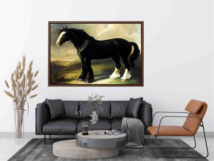 Old English Black Horse Painting